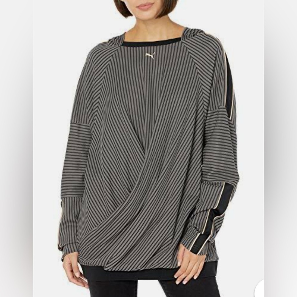 Puma Black and Gray Striped Sweatshirt